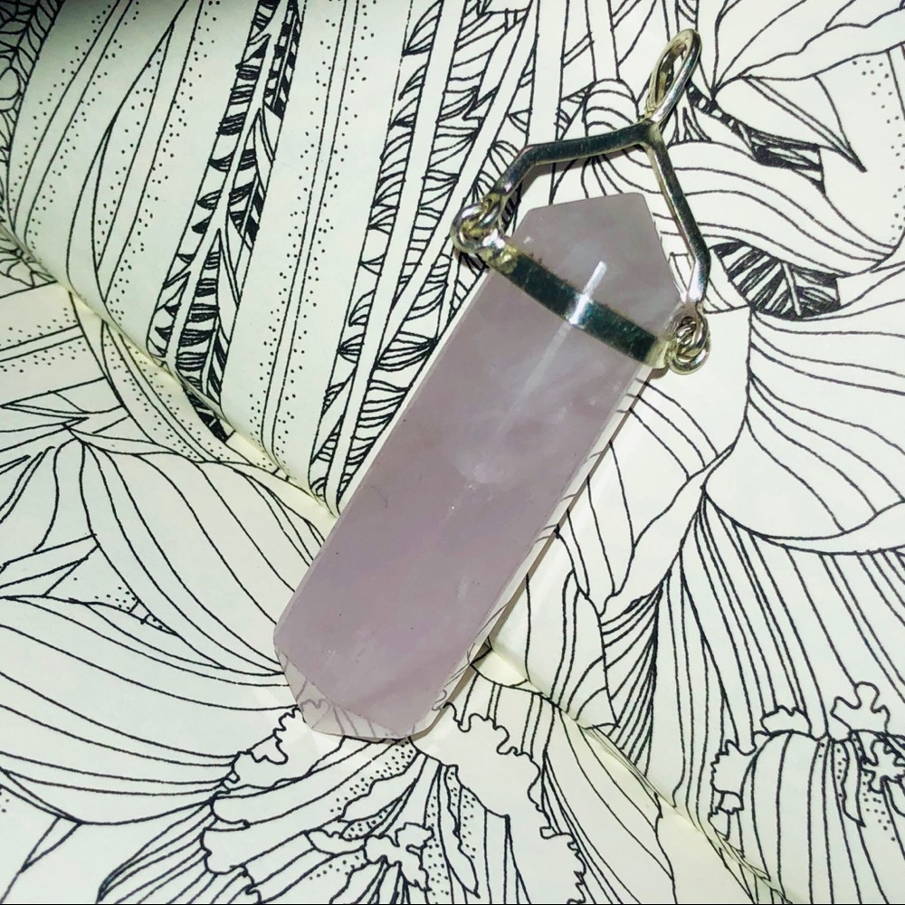Rose Quartz Point Silver Plated Pendant